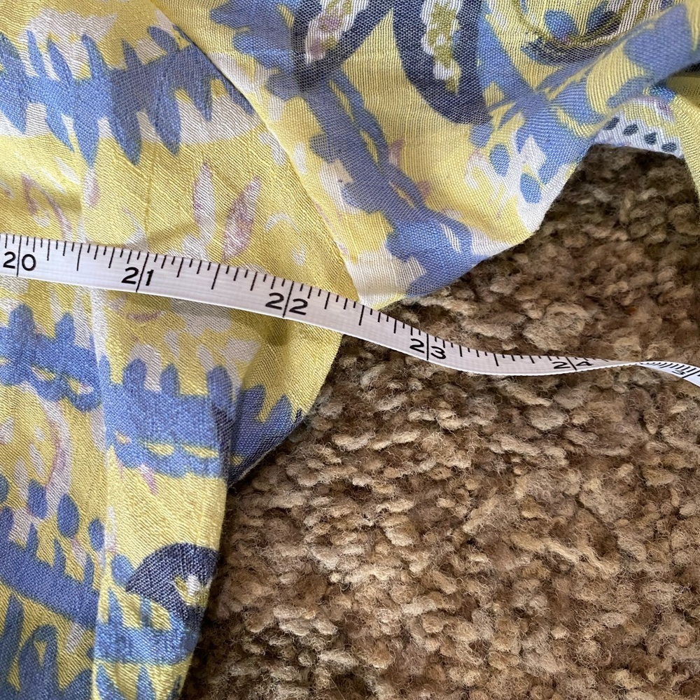 Unique Spectrum Blouse Women 1X Yellow Blue Paisley Button Front Babydoll Top - Picture 10 of 11